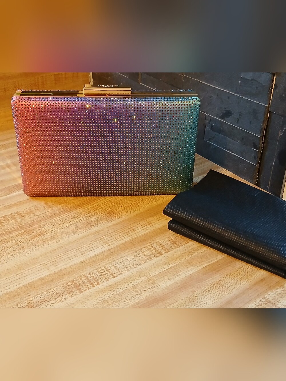 Kurt Geiger NWT Rainbow Ombre Rhinestone Clutch/Crossbody & Dustbag